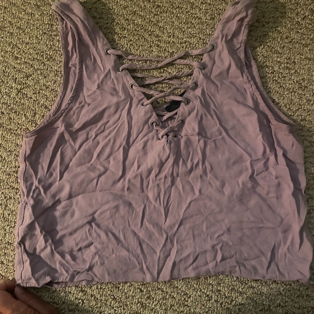 Forever 21 Lavender Lace-Up Tank Top